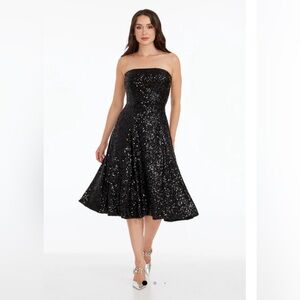New! Dress the Population‎ Ruby Sequin Strapless Cocktail Dress Sz Small $298